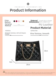 Detailed view of quilted bucket bag dimensions 20x16x9cm with gold chain and metal lock