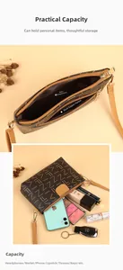 Detail view of large capacity monogram bag interior with compartments for daily essentials