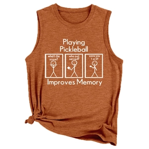 Débardeur femme rouille pour pickleball avec nœud latéral et motif graphique blanc