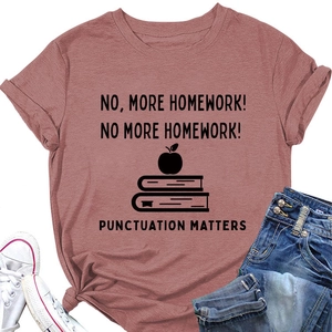 Flat lay of a Morandi red crewneck T-shirt with apple and book print with casual props