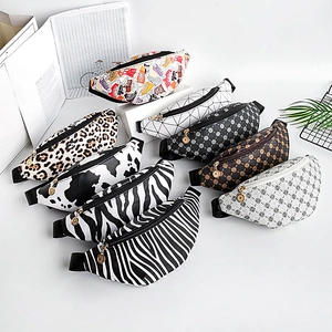 Fashion Printed Waist Bag For Women Sports Chest Bag Canvas PU Leopard Zebra Pattern Crossbody Fanny Pack Travel Belt Bag