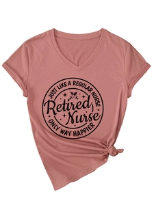 Detail of V-neck mauve T-shirt with rolled cuffs and a stylish knotted hem design