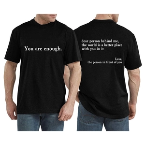 T-shirt noir oversize pour hommes avec imprimé You are enough et message au dos
