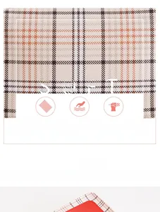 Detail of plaid crossbody bag showing textured fabric and large storage capacity for iPad
