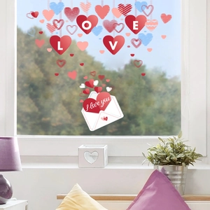 Stickers de fenêtre romantiques en forme de cœur pour la Saint-Valentin