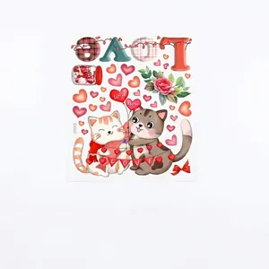 Cartoon cats and love heart toilet wall sticker set with 30x35cm dimensions display