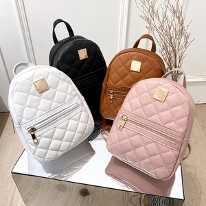 Fashion Women Mini Backpack Quilted PU Leather Crossbody Shoulder Bag Gold Metal Hardware Phone Backpack For Travel Daily