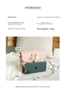 Detailtabelle der rosa PU-Leder Umhängetasche mit Schwan-Schnalle und Maßen in cm