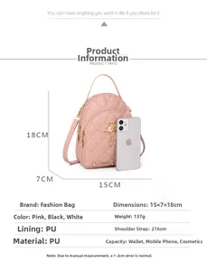 Rosa gesteppter PU-Leder Mini-Rucksack mit Schwan-Anhänger und 15x7x18cm Details