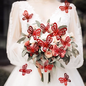 3D hollow glitter butterfly decorations for Valentine's Day and wedding floral decor