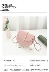Detailed view of pink crocodile pattern PU saddle bag with metal bar decoration