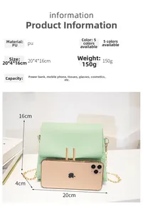 Borsa a tracolla in pelle PU verde menta con motivo coccodrillo e catena dorata