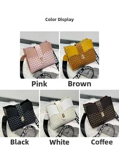 Detaillierte Farbanzeige der Eimertaschen in Rosa, Braun, Schwarz, Weiß und Kaffee