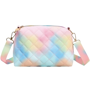 Petit sac bandoulière matelassé à imprimé dégradé arc-en-ciel et sangle large