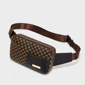 Women Fashion PU Leather Waist Bag Large Capacity Leopard Monogram Floral Print Chest Bag Waterproof Outdoor Adjustable Strap