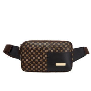 Waterproof running waist bag with vintage monogram leather and adjustable strap