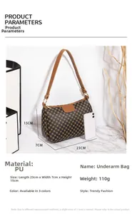 Detailed size specifications for the vintage geometric print PU shoulder bag
