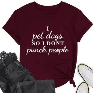 Women T-Shirt Casual Short Sleeve Crew Neck Graphic Print Slogan Funny Dog Lover Cotton Blend Summer Top Loose Fit