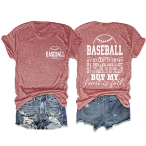 Detail of Baseball Mom printed t-shirt and ripped denim shorts summer casual outfit
