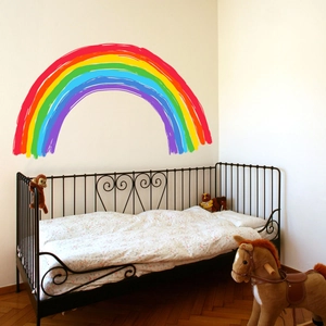 Adesivo murale arcobaleno per cameretta dei bambini con stile artistico dipinto a mano