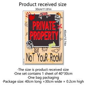 Graffiti street style wall sticker 30x40cm with Private Property and Not Your Room text
