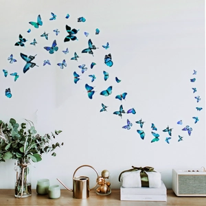 3D blue butterfly wall stickers set with 3D effect for modern home room decoration