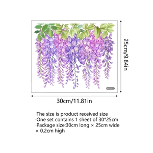 Violet wisteria floral toilet wall sticker in purple vine design measuring 30x25cm