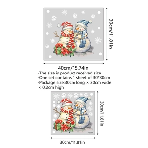 Christmas snowman window stickers with snowflakes and gift boxes, PVC static decals set