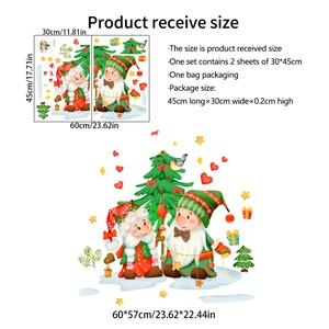Detailed view of 30x45cm Christmas gnome stickers showing layout and display size