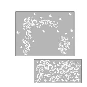 White flower vine and butterfly wall sticker dimensions for living room home decor