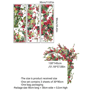 Red rose vine wall stickers for home decor with realistic 3D floral design patterns