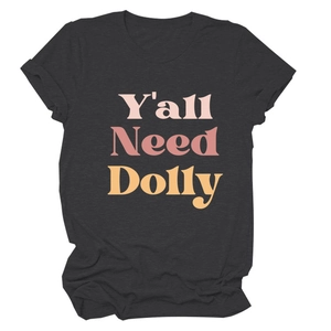 T-shirt gris foncé à col rond avec imprimé vintage dégradé rose Y'all Need Dolly