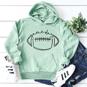 Détail du sweat à capuche Game Day vert menthe avec poche kangourou et bords-côtes
