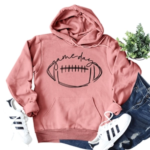 Sweat à capuche rose femme imprimé Game Day football avec cordon et poche kangourou
