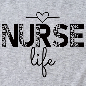 Women Casual Cotton Blend Short Sleeve T-Shirt Leopard Print Nurse Life Graphic Letter Print O-Neck Loose Fit Summer Top