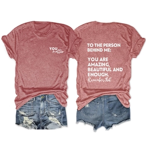 Women's red heather t-shirt with YOU matter print and denim shorts casual set