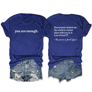 Detail of dear person behind me navy t-shirt and ripped denim shorts summer casual set