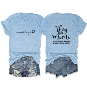 Women's Mimi Life t-shirt and denim shorts set with back print and frayed hem