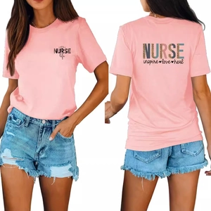 T-shirt rose Nurse Life pour femmes avec imprimé au dos inspire love heal et coupe décontractée