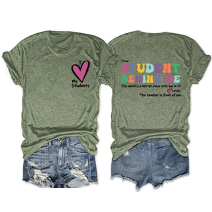 Détail du t-shirt enseignant Dear Student avec imprimé I Love My Students au torse
