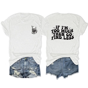 Close-up of retro letter print on white cotton T-shirt and denim shorts set