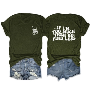 Detail of Sassy Mom print and back text on olive t-shirt with distressed denim shorts