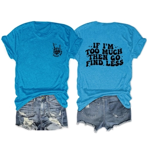 Front and back detail of blue cotton T-shirt featuring Sassy Mom and slogan print