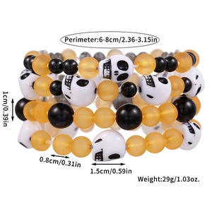 Set di braccialetti gotici con teschi bianchi e perline nere arancioni per Halloween
