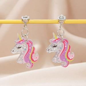Cute Cartoon Animal Clip On Earrings Acrylic Resin No Piercing Jewelry For Kids Girls Kawaii Unicorn Tiger Cat Frog