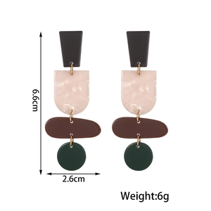 Boucles d'oreilles pendantes géométriques en acrylique multicolore pour femme de 6,6 cm