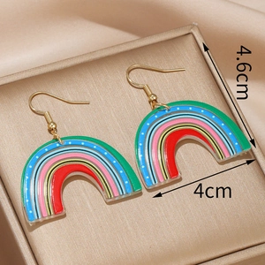 Boucles d'oreilles arc-en-ciel en résine acrylique avec crochets dorés, 4x4,6 cm