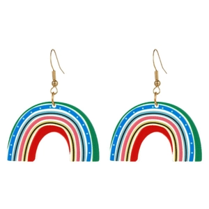 Boucles d'oreilles arc-en-ciel en acrylique avec crochets dorés pour femmes