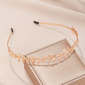Leaf Headband Metal Alloy Laurel Greek Goddess Style Hair Hoop Minimalist Elegant Headpiece For Women Wedding Accessory