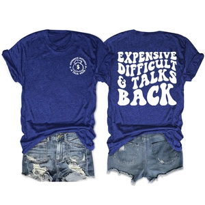 Detail of navy T-shirt back print and distressed denim shorts summer set display